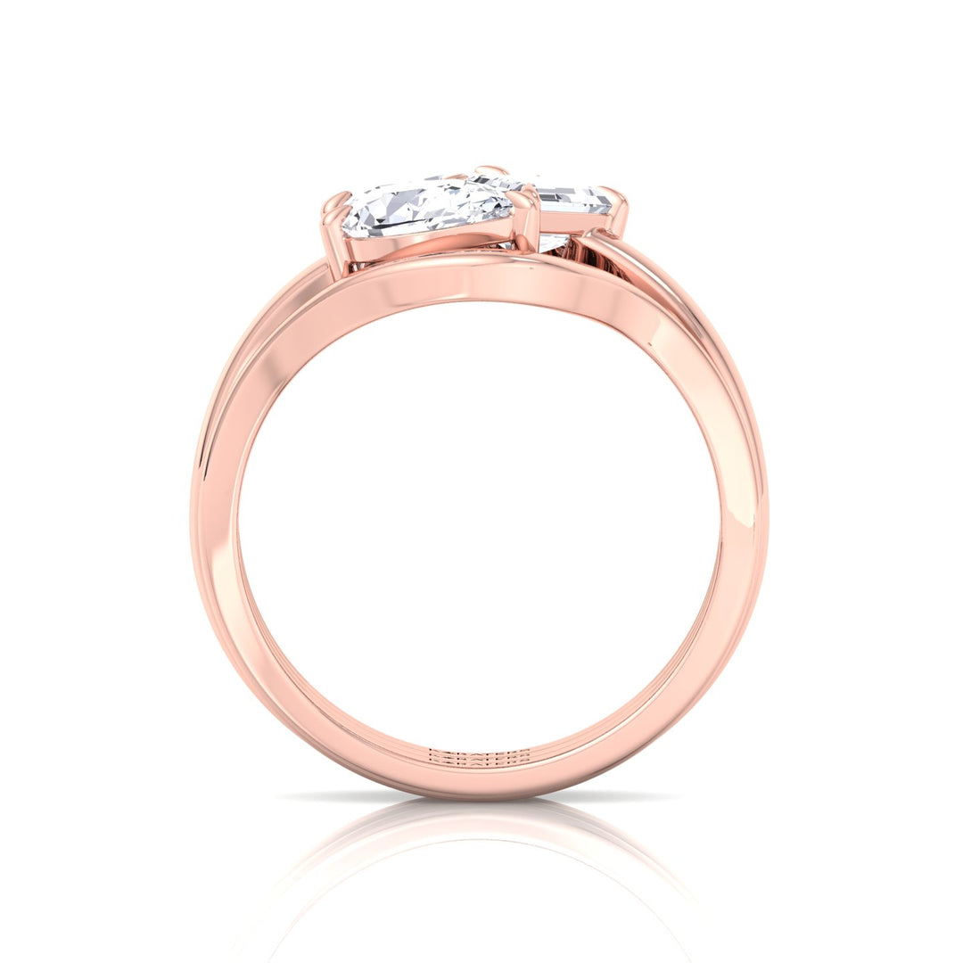 3CT Total Weight 3 Stone Lab Grown Diamond Wedding Set Rose Gold
