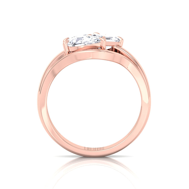 3CT Total Weight 3 Stone Lab Grown Diamond Wedding Set Rose Gold