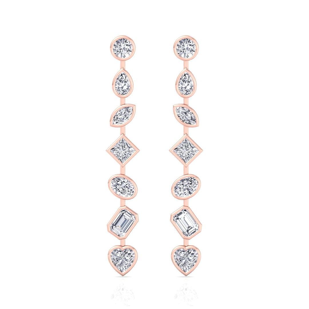 Multi Stone Bezel Tennis Earrings Lab Grown Diamond RG