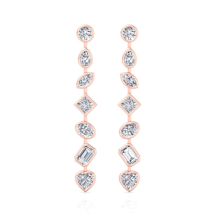 Multi Stone Bezel Tennis Earrings Lab Grown Diamond RG