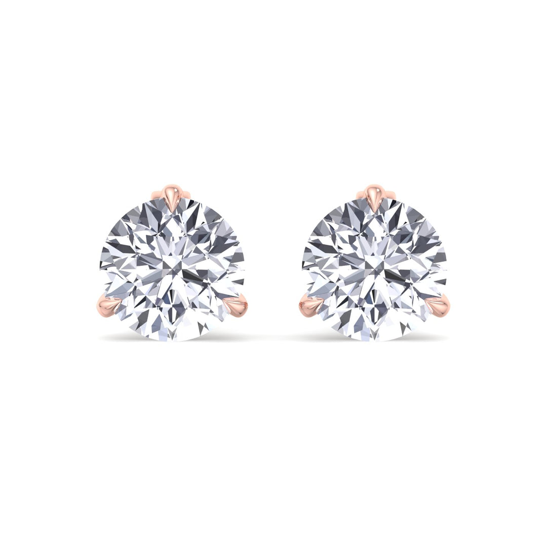 3 Prong Round Cut  Lab-Grown Diamond Studs RG 3