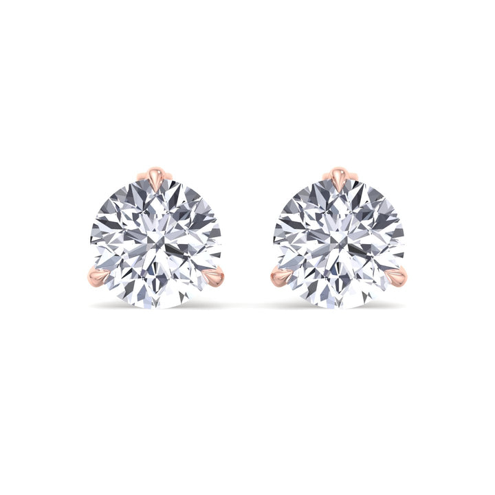 3 Prong Round Cut  Lab-Grown Diamond Studs RG 3