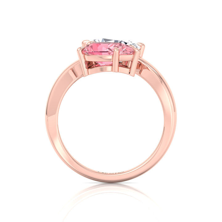 Pear Shape Bypass Ring in Fancy Pink Lab Grown Diamond Rose Gold 