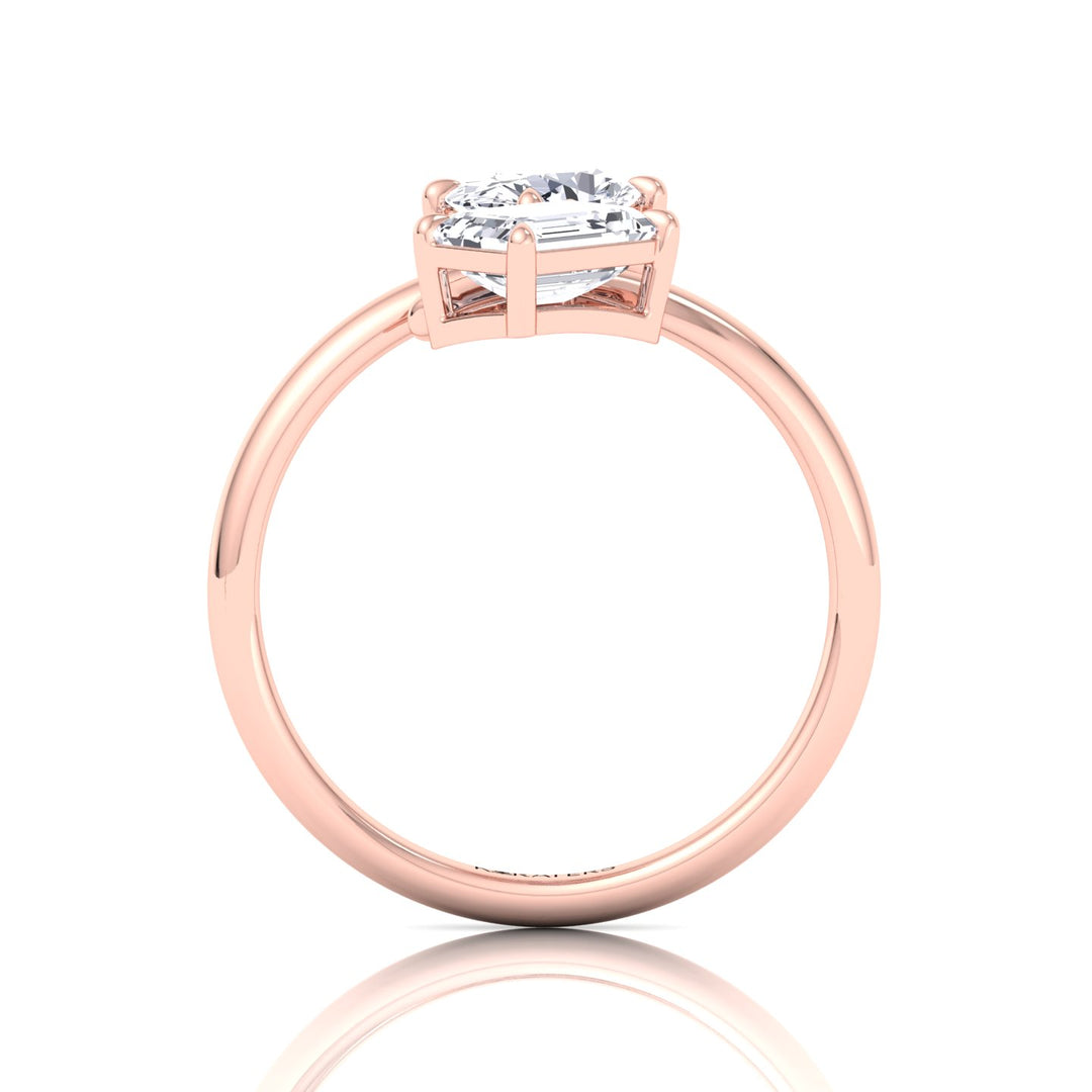 Oval & Emerald Shape Lab Grown Diamond Open Engagement Ring-Rose Gold-1CT-10CT