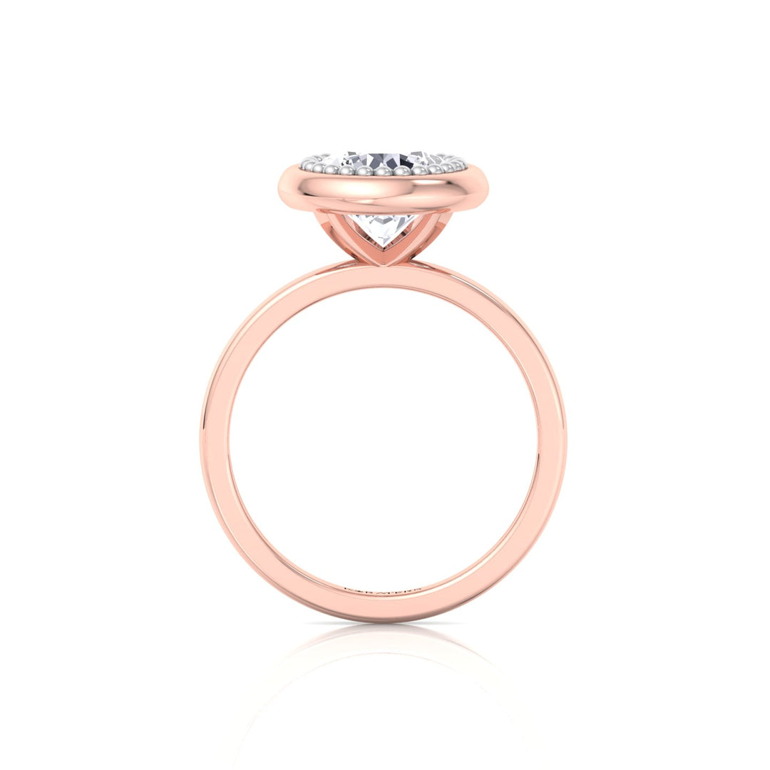 Halo Bezel Set Bubble with Round Shape Lab-Grown Diamond Engagement Ring Rose Gold