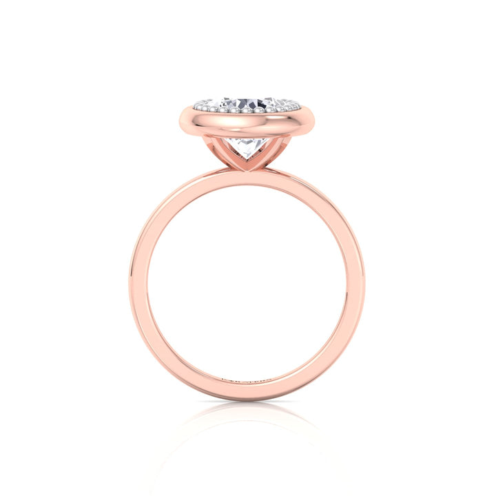 Halo Bezel Set Bubble with Round Shape Lab-Grown Diamond Engagement Ring Rose Gold