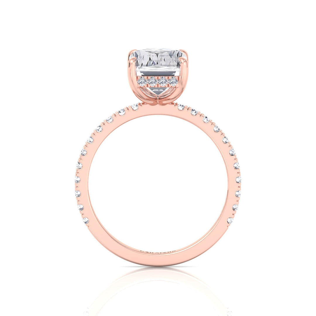 Ashoka Lab Grown Diamond Engagement Ring with Pavé Band Rose Gold