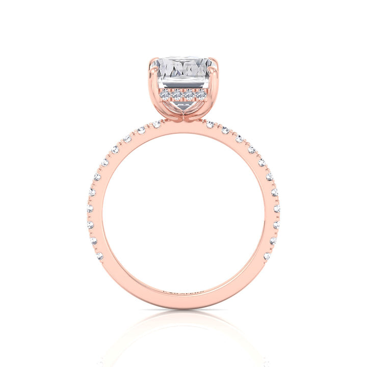 Ashoka Lab Grown Diamond Engagement Ring with Pavé Band Rose Gold