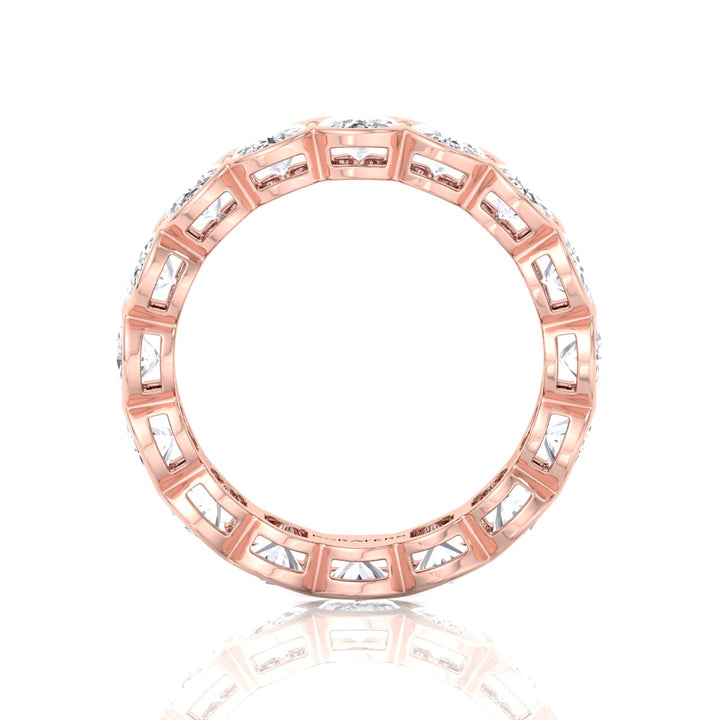 Oval Shape Half Bezel Lab Grown Diamond Eternity Band Rose Gold