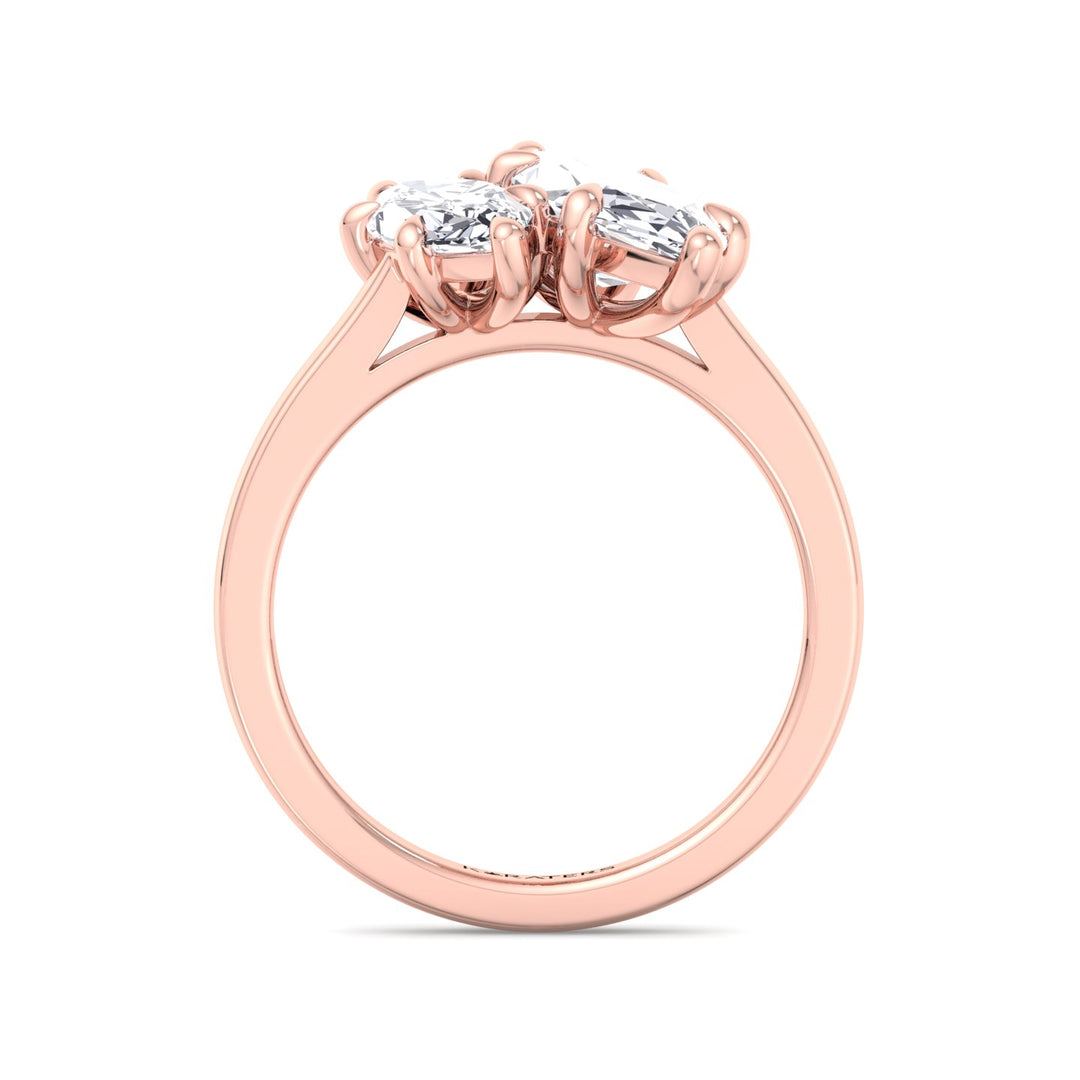 Marquise Cut Two-Stone Lab Grown Diamond Engagement Ring Rose Gold 