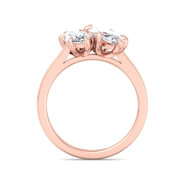 Marquise Cut Two-Stone Lab Grown Diamond Engagement Ring Rose Gold 
