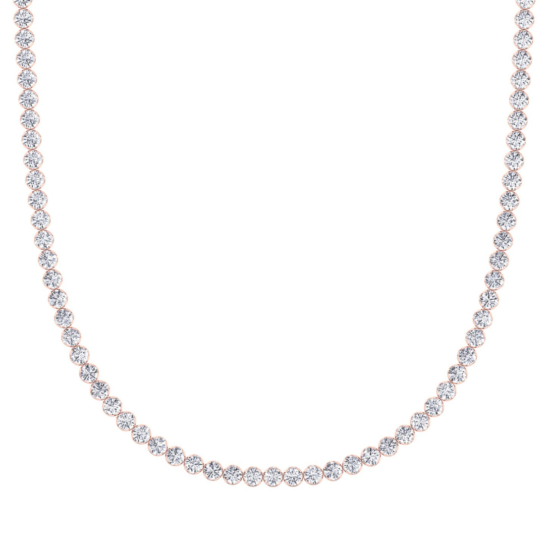 Illusion Set Round Shape Lab Grown Diamond Tennis Necklace Rose Gold 14K 18K