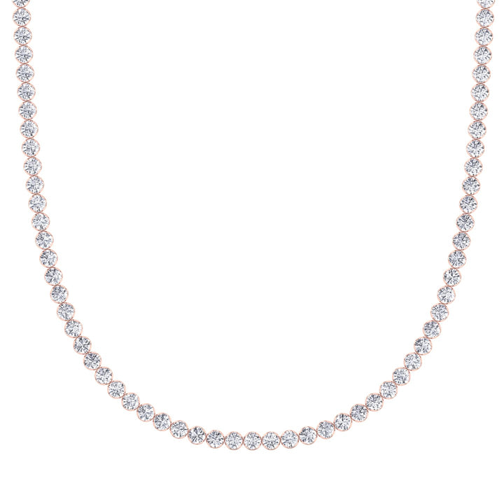 Illusion Set Round Shape Lab Grown Diamond Tennis Necklace Rose Gold 14K 18K