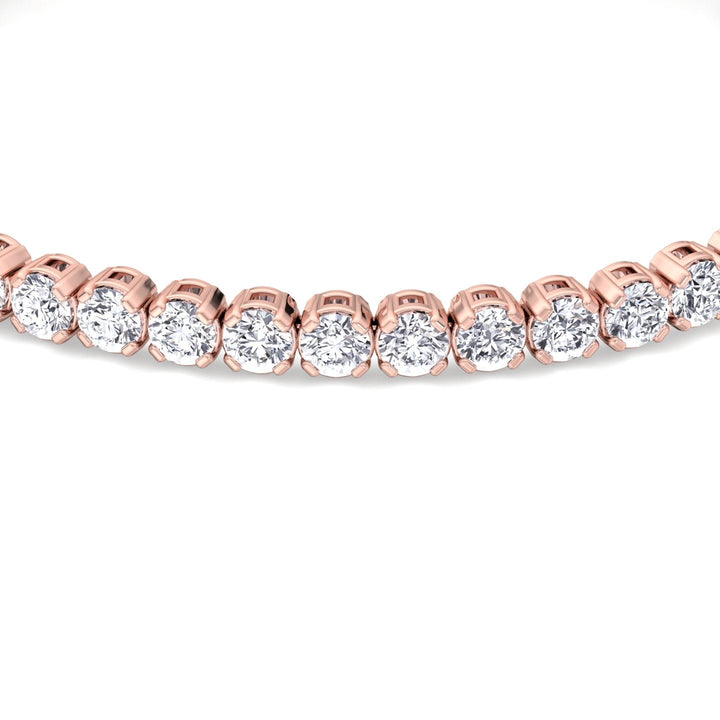 Round Cut Lab-Grown Diamond Tennis Bracelet Buttercup Illusion setting 18K Solid Gold