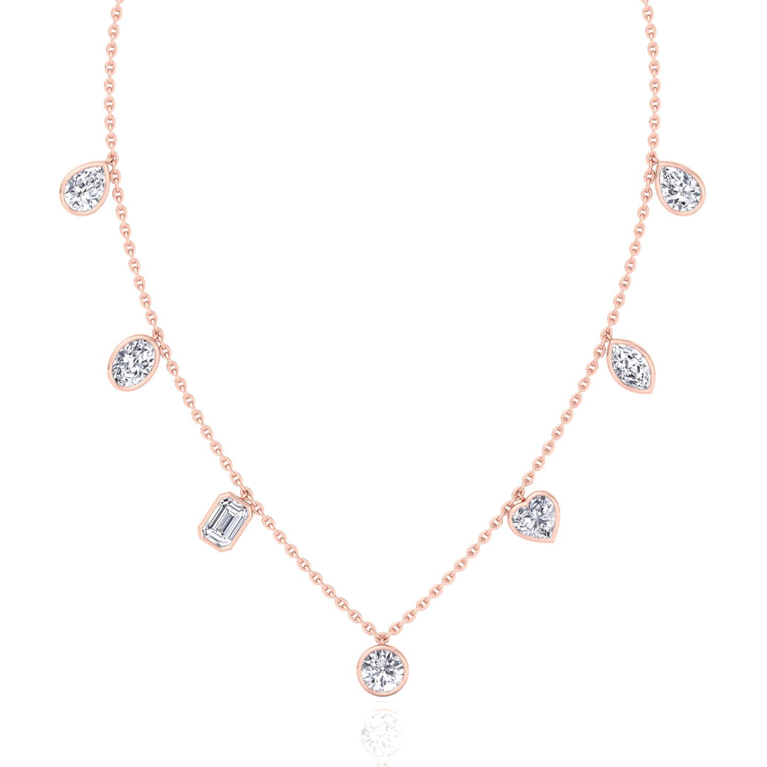 Multi Shape Bezel Set Lab Grown Diamond Necklace RG 4