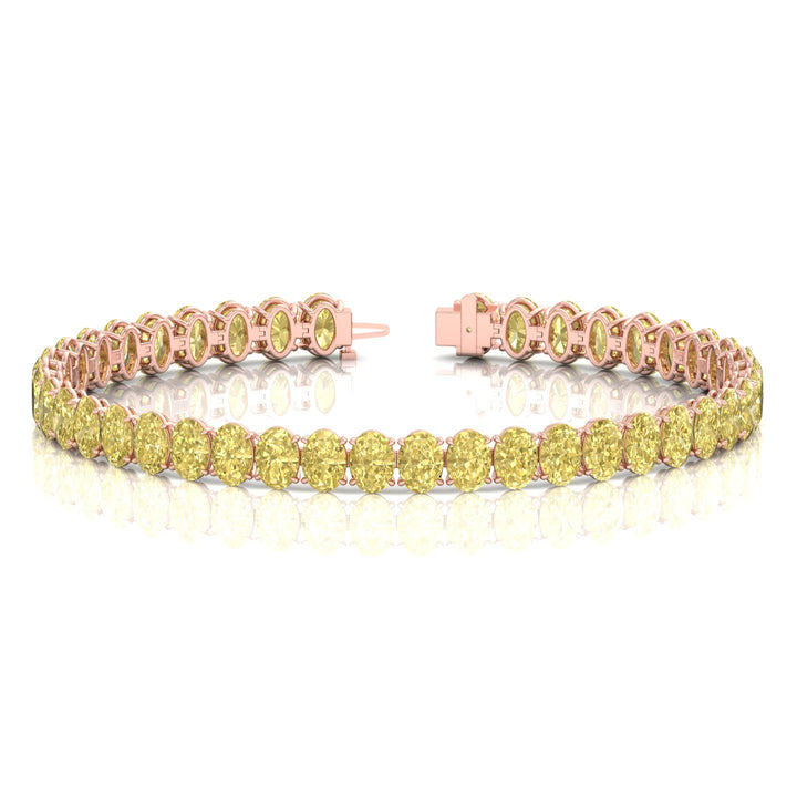 Fancy Yellow Oval Cut Lab Grown Diamond Tennis Bracelet Rose Gold 14K 18K