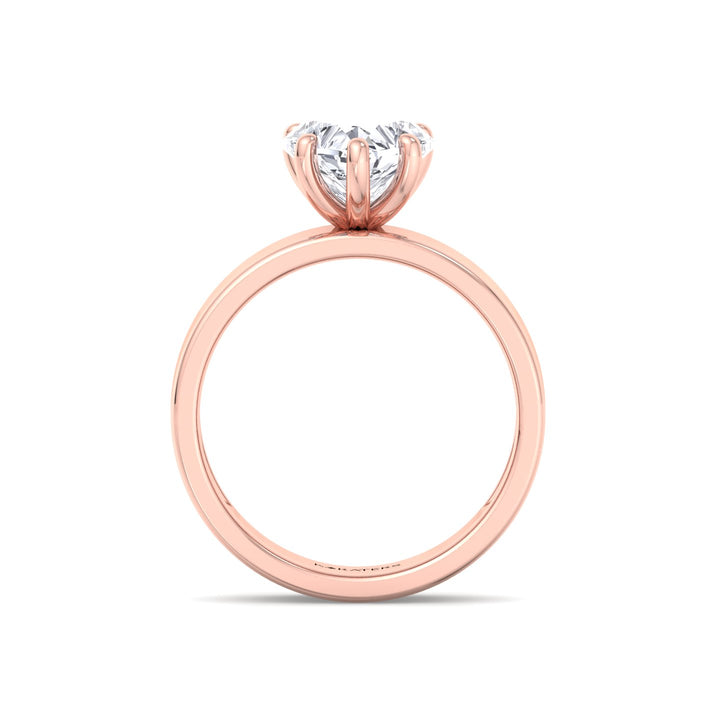 Heart Shape Lab Grown Diamond Engagement Ring with Wide Band Rose Gold
