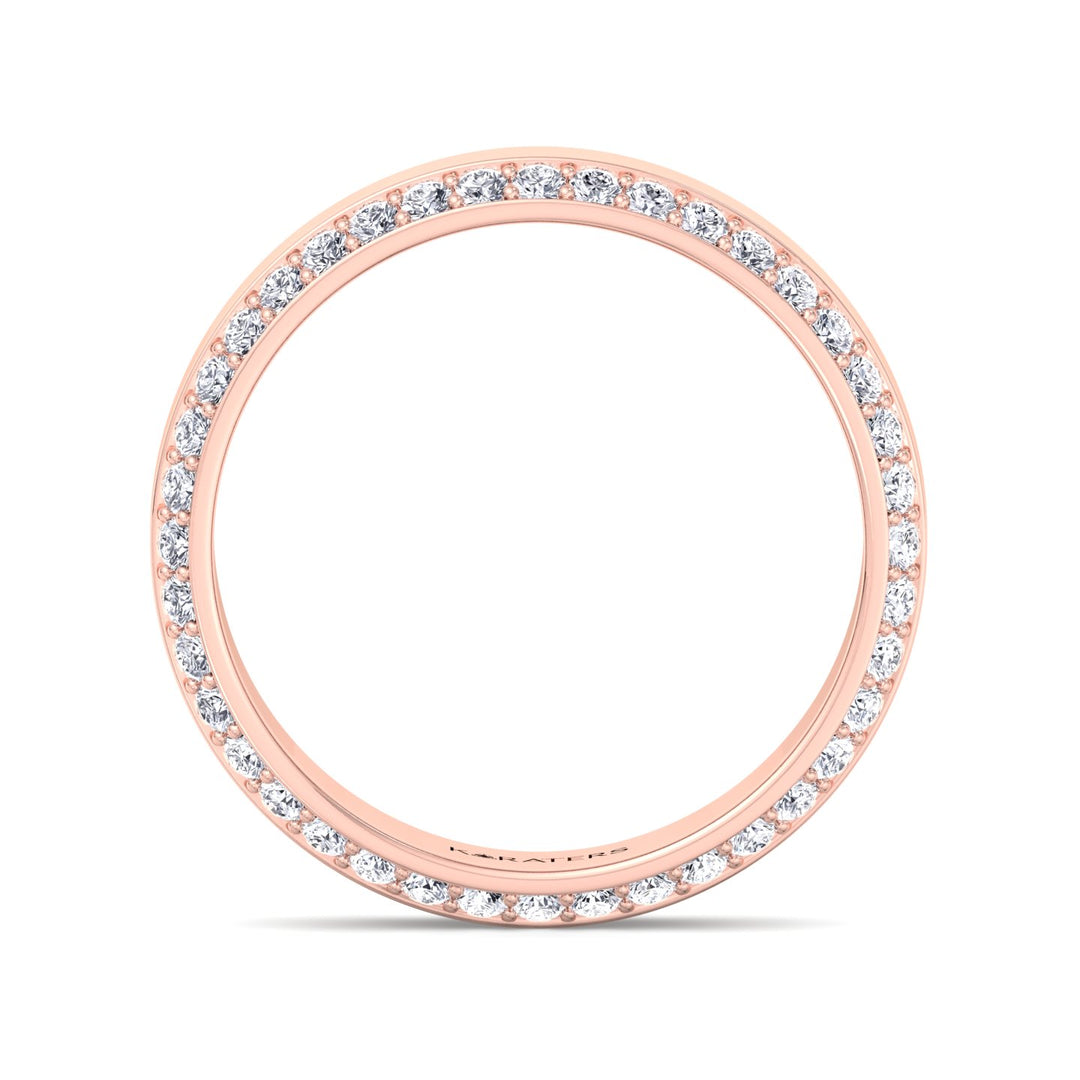 Beveled Edge Lab Grown Diamond Wedding Band Rose Gold