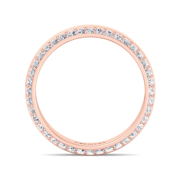 Beveled Edge Lab Grown Diamond Wedding Band Rose Gold