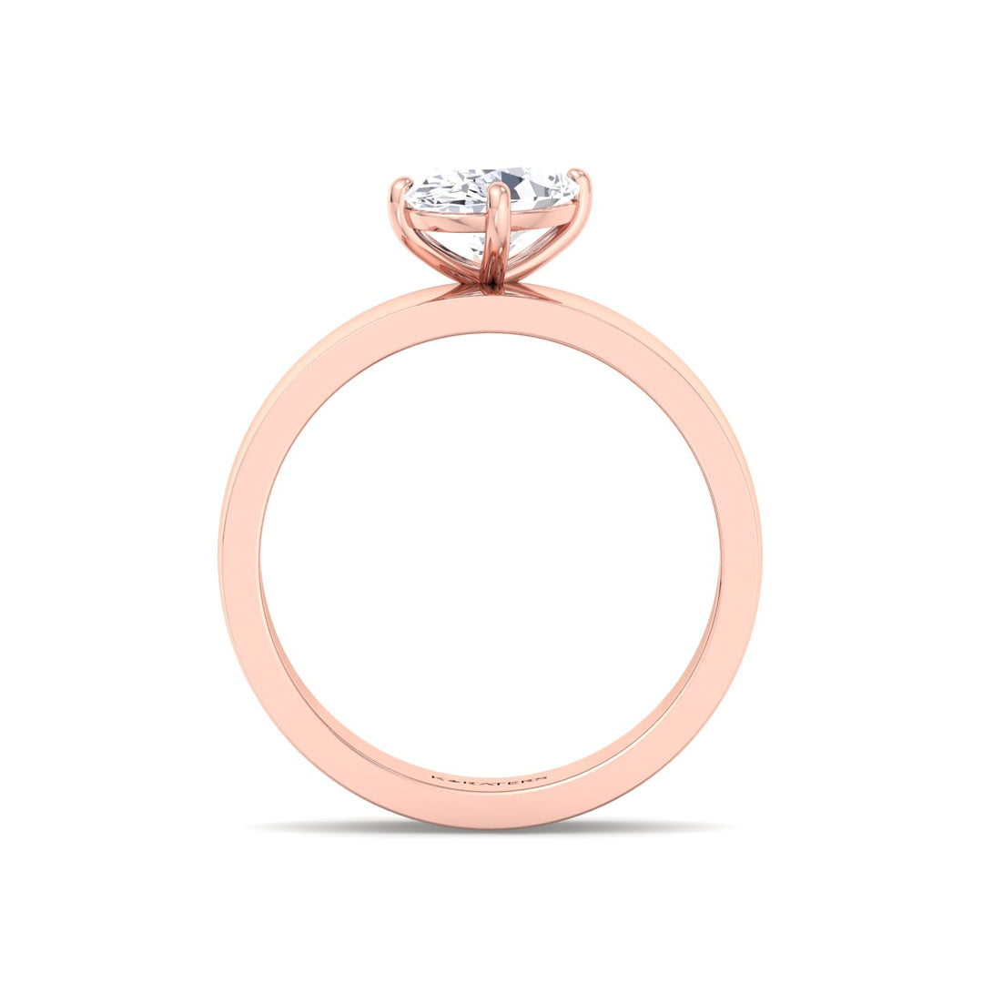 Oval Shape Lab Grown Diamond Engagement Ring with Wide Band Rose Gold