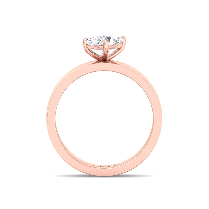 Oval Shape Lab Grown Diamond Engagement Ring with Wide Band Rose Gold