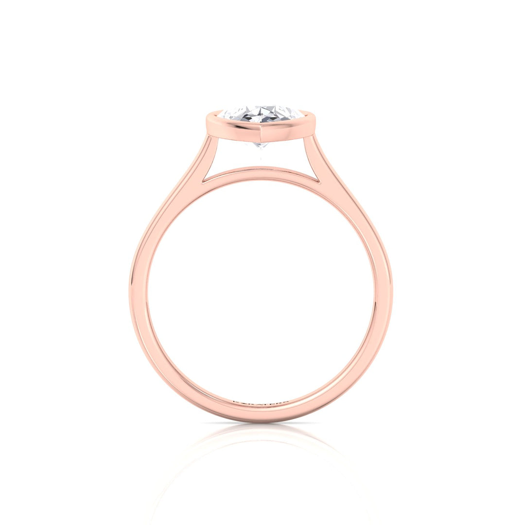 Bezel Set Pear Shape Lab-Grown Diamond Engagement Ring Rose Gold 14K 