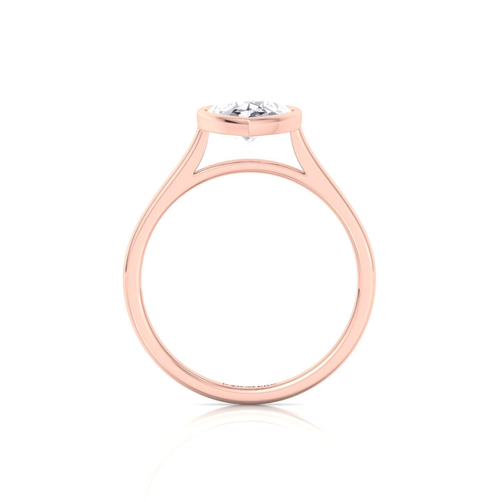 Bezel Set Pear Shape Lab-Grown Diamond Engagement Ring Rose Gold 14K 