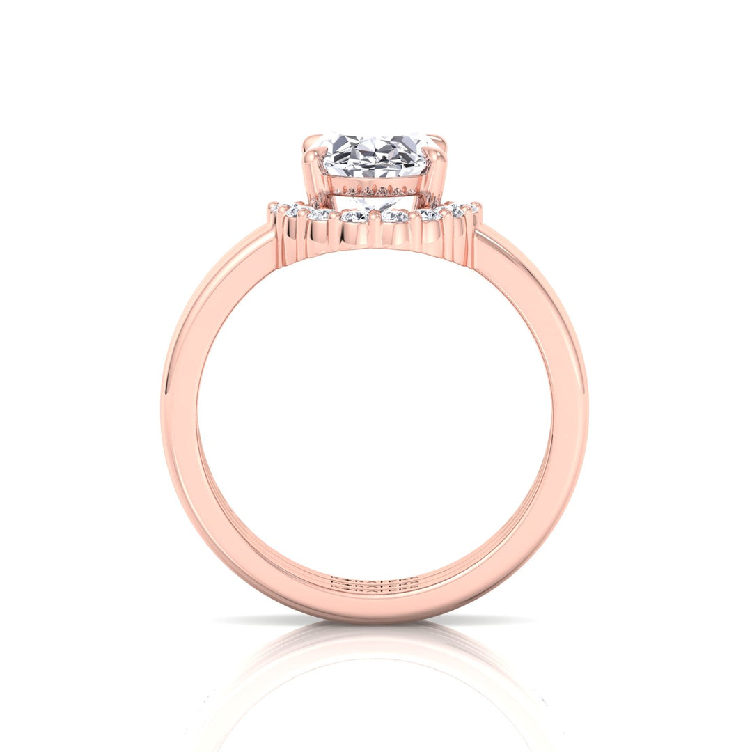 3.95CT Total Weight Oval Shape Lab Grown Diamond Wedding Set Rose  Gold