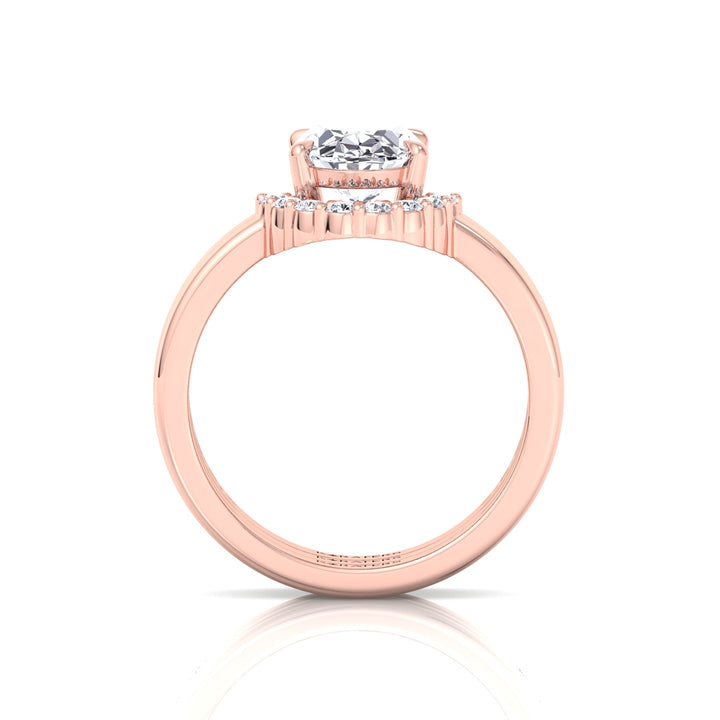 3.95CT Total Weight Oval Shape Lab Grown Diamond Wedding Set Rose  Gold