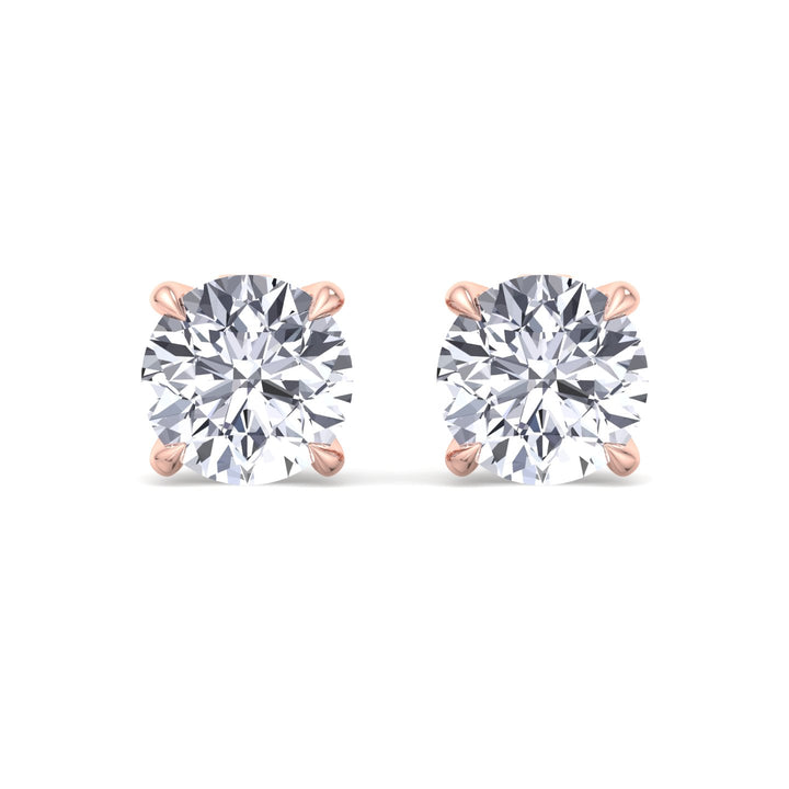 Round Cut  Lab-Grown Diamond Studs Rose Gold 14K