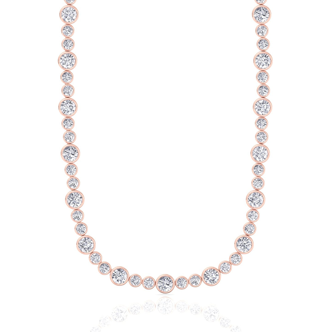 Round Bezel Big & Small Lab Grown Diamond Tennis Necklace RG 2