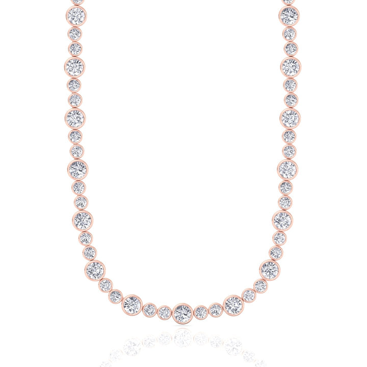 Round Bezel Big & Small Lab Grown Diamond Tennis Necklace RG 2