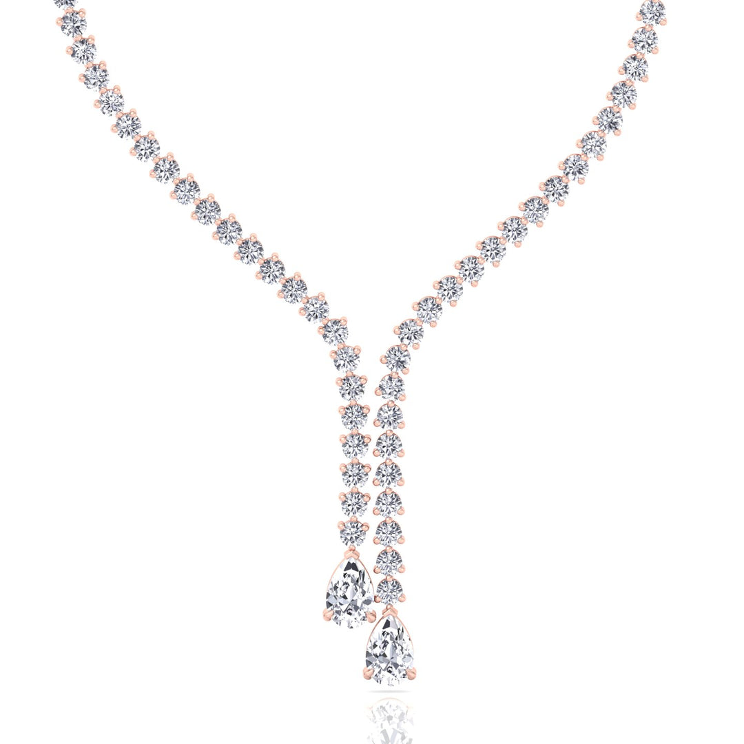 18CT T.W. Pear Shape Lab Grown Diamond Lariat Tennis Necklace Rose Gold 18K