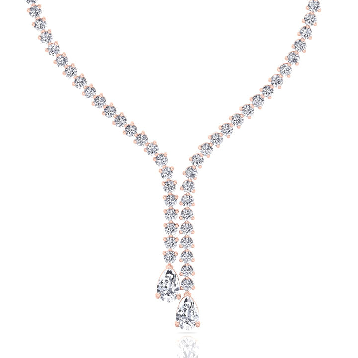 18CT T.W. Pear Shape Lab Grown Diamond Lariat Tennis Necklace Rose Gold 18K