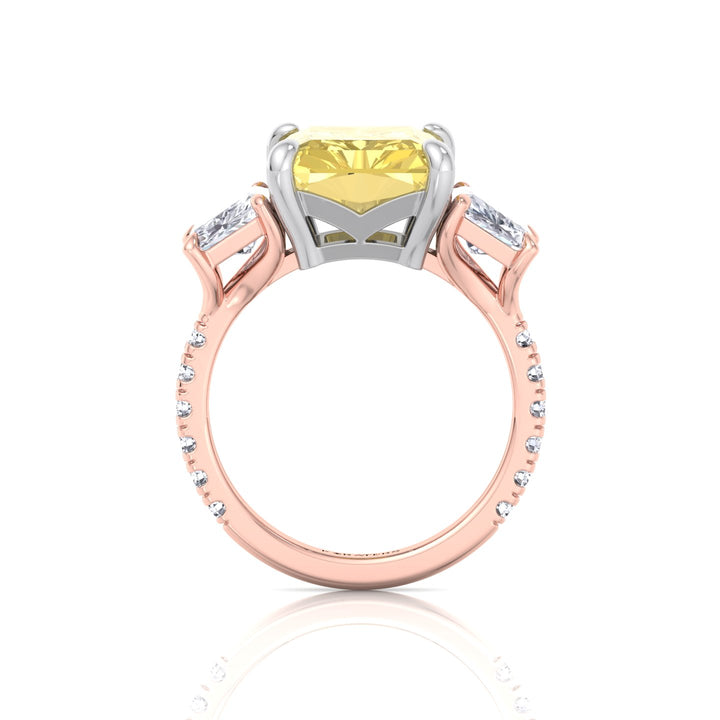 Fancy Yellow Radiant Cut Lab-Grown Diamond Engagement Ring with Pave Sidestones Rose Gold