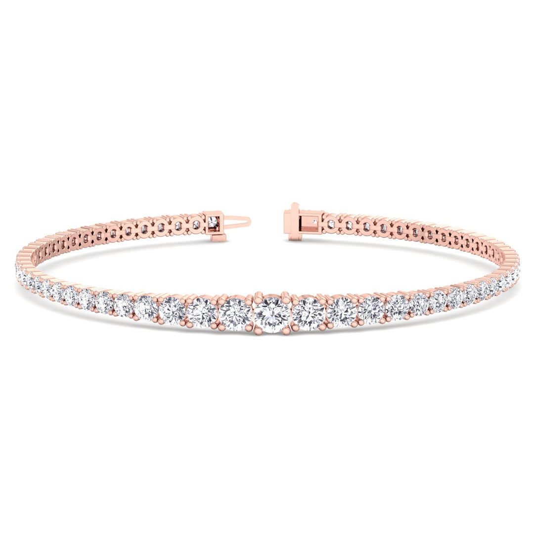 4-Prong Graduated Lab Grown Diamond Tennis Bracelet Rose Gold  4.5ct 6.5ct