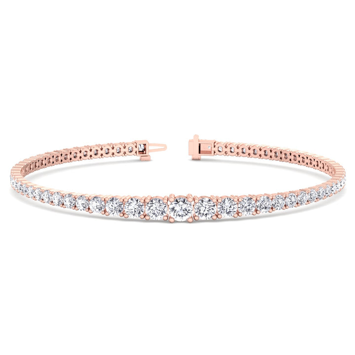 4-Prong Graduated Lab Grown Diamond Tennis Bracelet Rose Gold  4.5ct 6.5ct