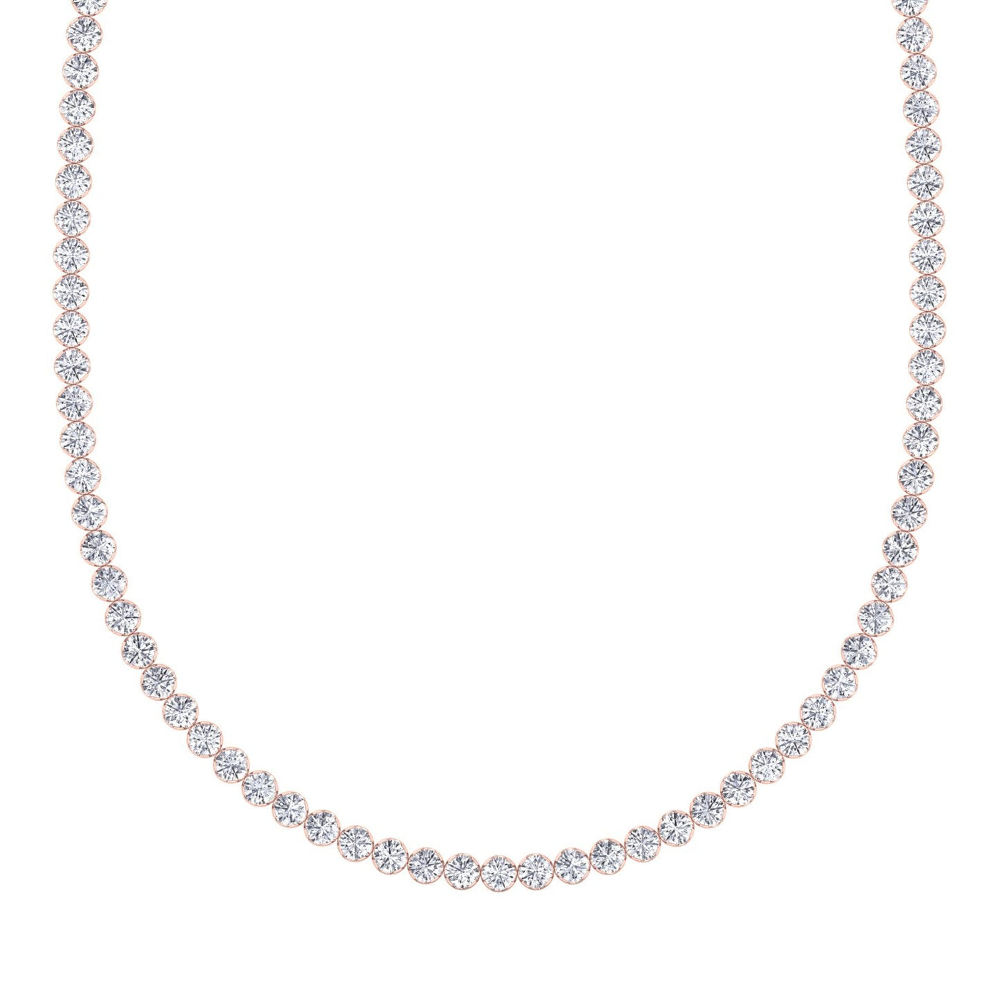 Illusion Set Round Shape Lab Grown Diamond Tennis Necklace