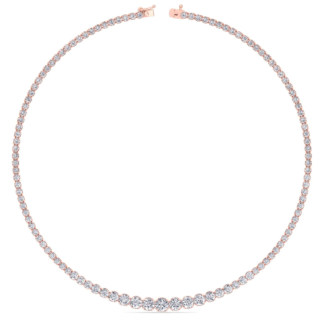 Buttercup Illusion Set Graduated Lab Grown Diamond Tennis Necklace Rose Gold 18K