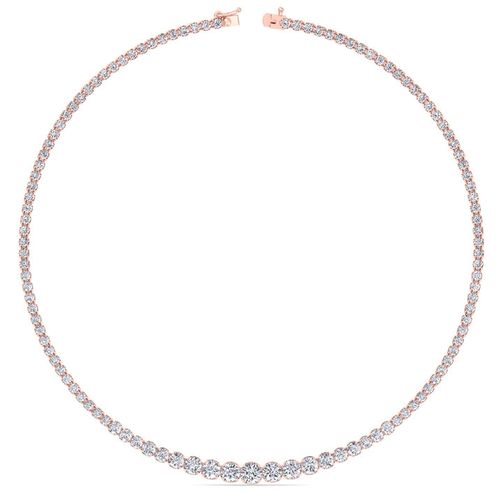 Buttercup Illusion Set Graduated Lab Grown Diamond Tennis Necklace Rose Gold 18K