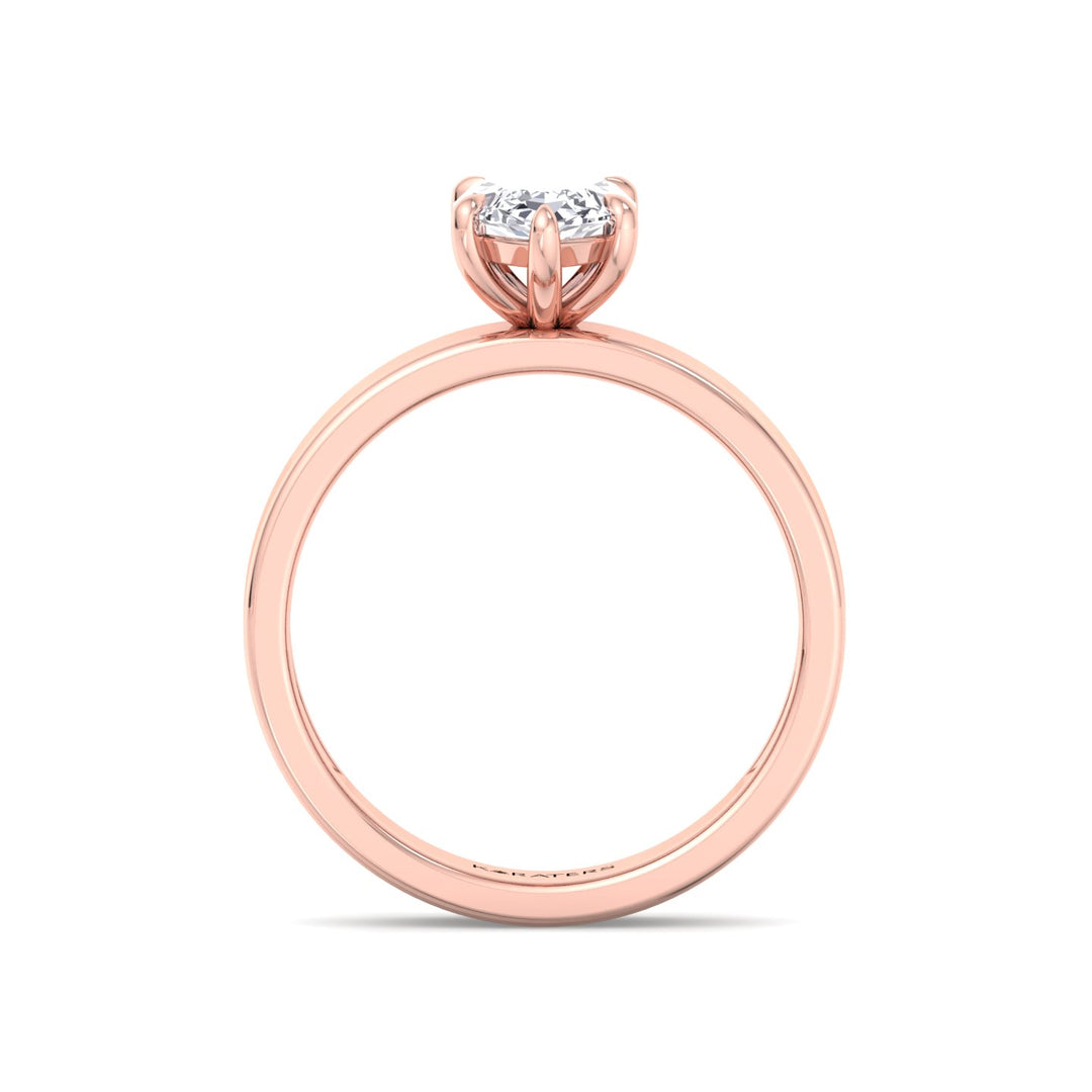 Marquise Shape Lab Grown Diamond Engagement Ring with Wide Band Rose Gold