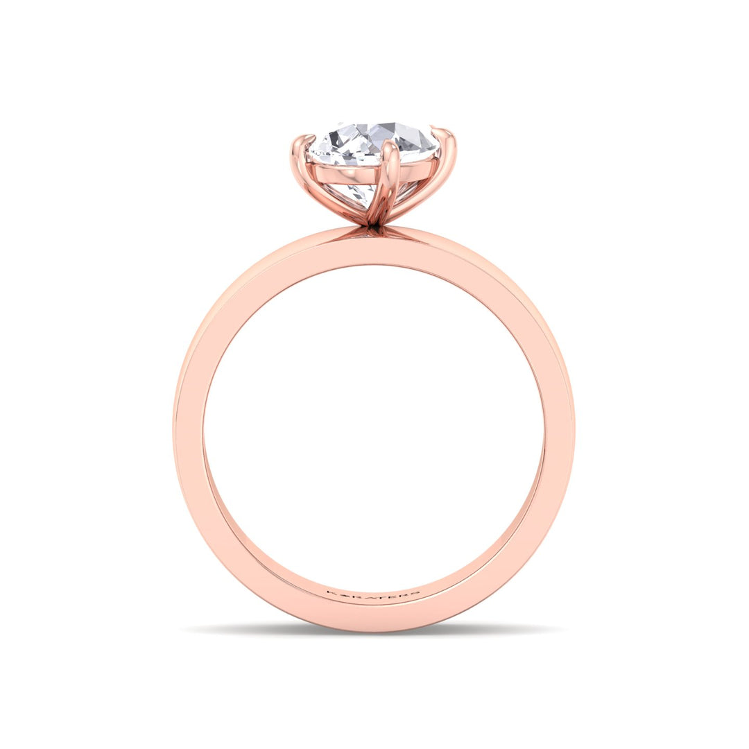 Pear Shaped Lab Grown Diamond Engagement Ring with Wide Band Rose Gold