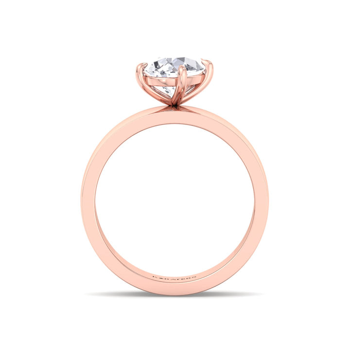 Pear Shaped Lab Grown Diamond Engagement Ring with Wide Band Rose Gold
