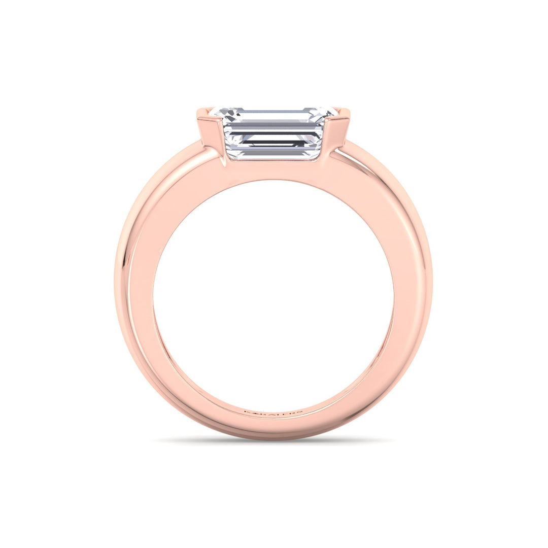 RG Emerald Cut Bezel Set Unisex Lab Grow Diamond Engagement Ring 4