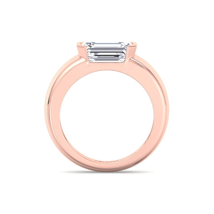 RG Emerald Cut Bezel Set Unisex Lab Grow Diamond Engagement Ring 4