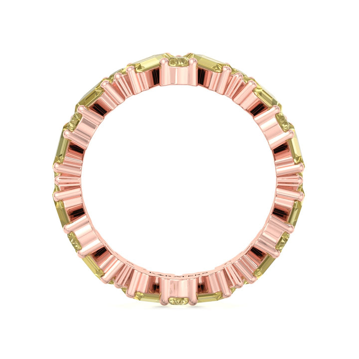 Fancy Yellow Lab Grown Diamond Band with Baguette and Round Shapes Rose Gold