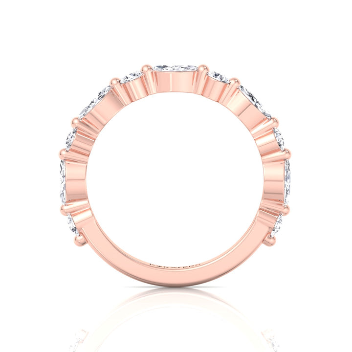 Round and Marquise Shape Lab Grown Diamond Wedding Band Rose Gold