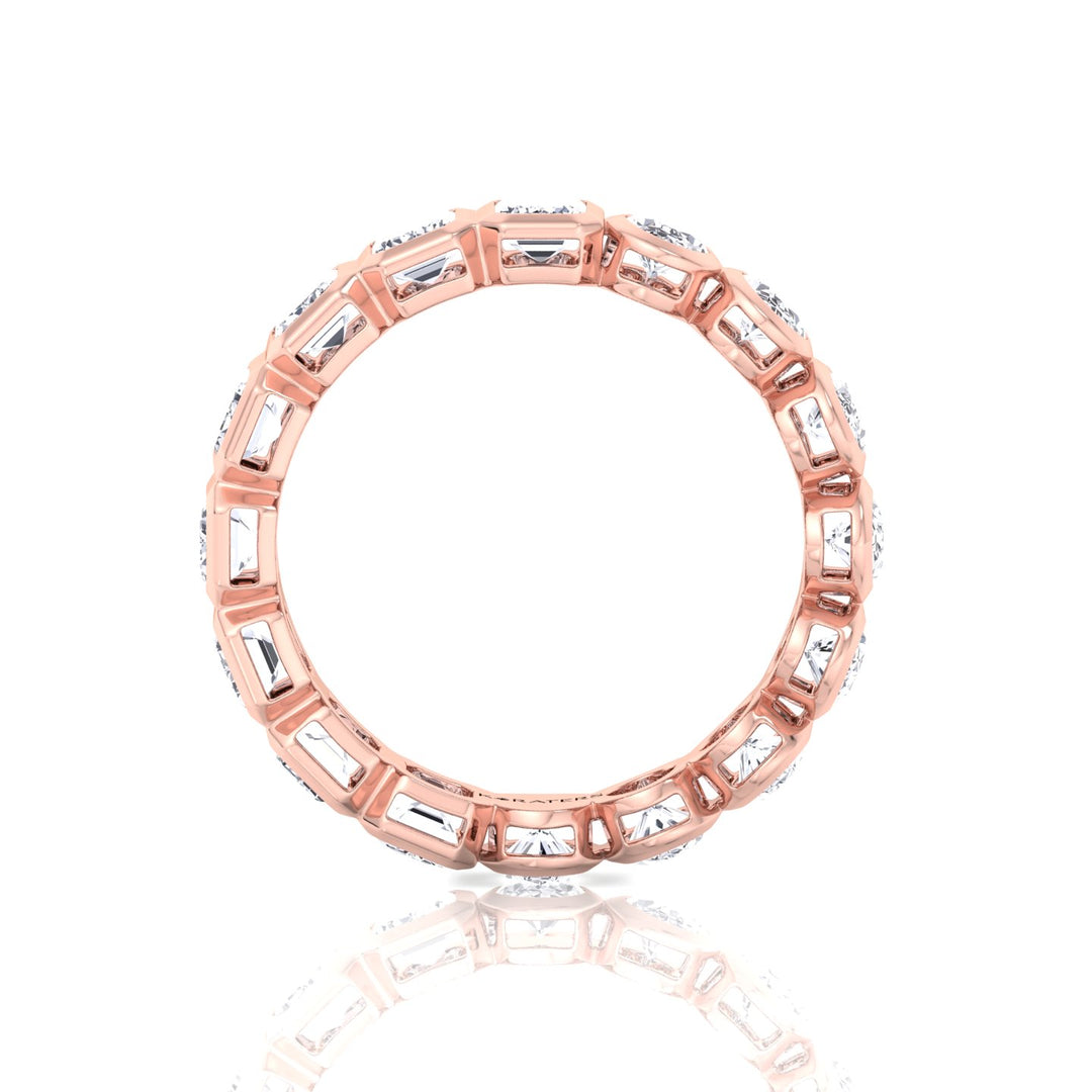 Double Shape - Bezel Set Emerald and Oval Cut Lab Grown Diamond Eternity Band