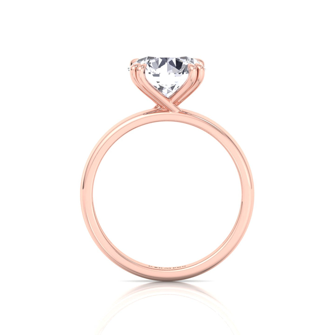 Double Prong Round Shape Lab Grown Diamond Solitaire Engagement Ring with Thick Band Rose Gold