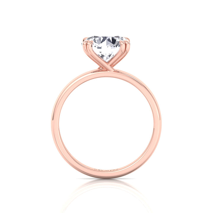 Double Prong Round Shape Lab Grown Diamond Solitaire Engagement Ring with Thick Band Rose Gold
